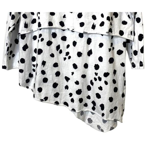 ASOS Cotton High Low Layered Animal Print Top 3/4 Sleeve 6 White Black #4133 - Picture 7 of 15